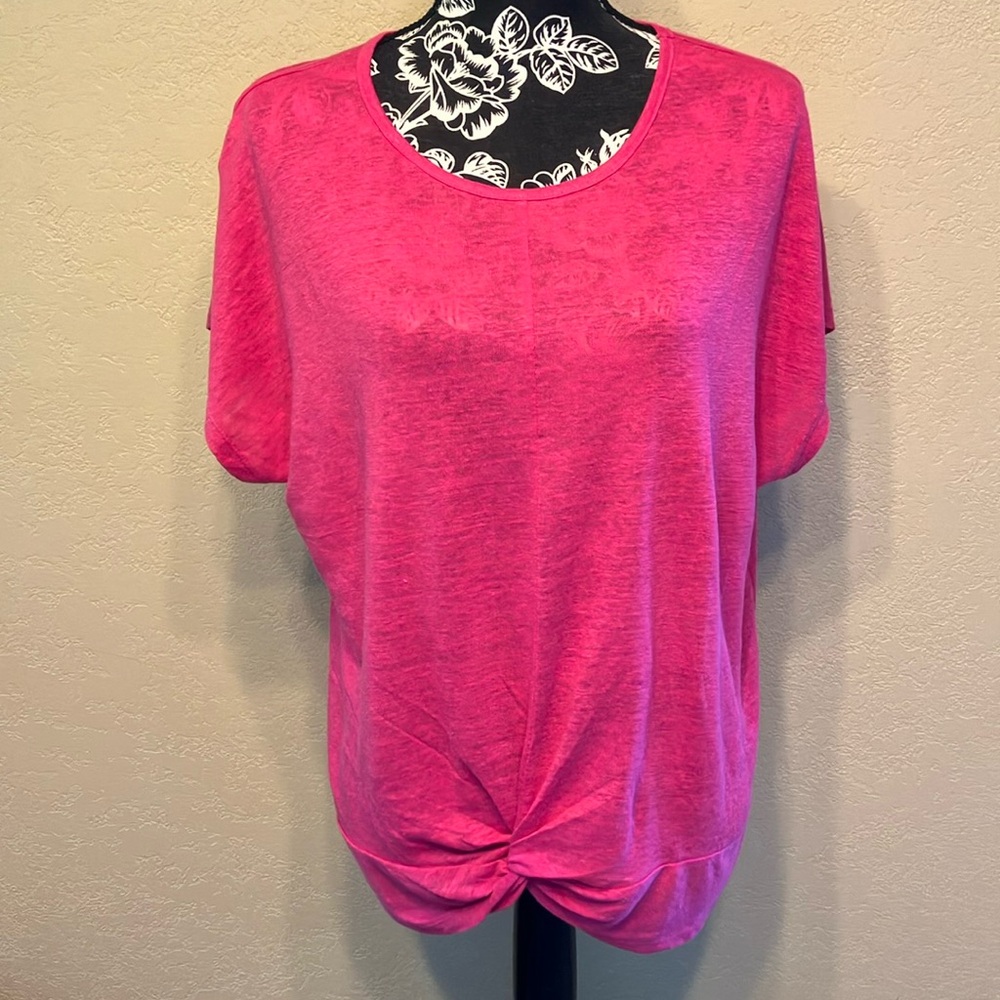 LG LINEN RACHEL ROY FUSHIA PINK LINEN FRONT GATHERED TOP